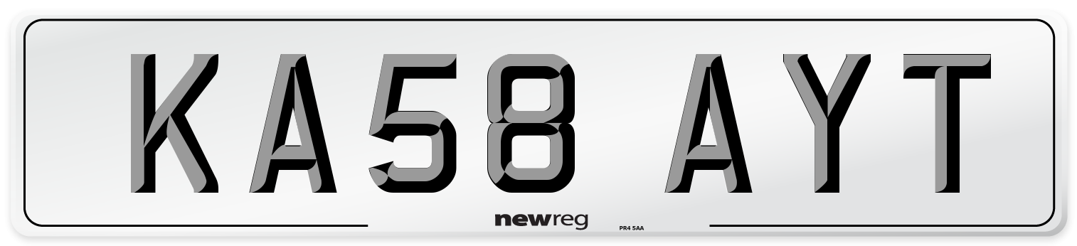 KA58 AYT Number Plate from New Reg